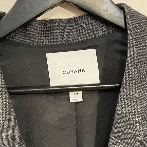 Last Chance! EUC Cuyana Wool Blend Glen Plaid Blazer Charcoal Small $398 - Picture 8 of 10